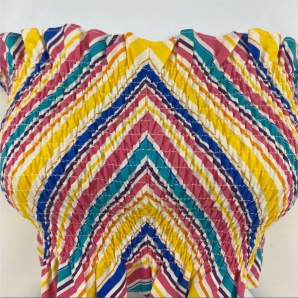 S/W/F Smocked Multicolor Strapless Cropped Tube Top Size Small New with Tag